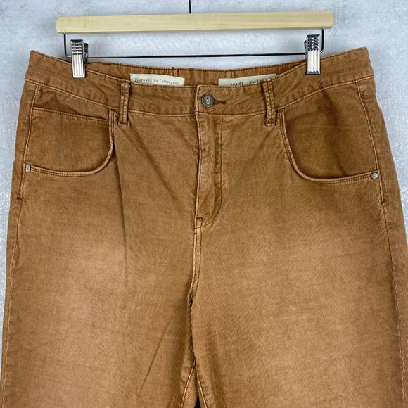 Anthropologie Pilcro Pants Women 35x31* Corduroy Script Lace Up Back Flare‎ Leg - Picture 3 of 14